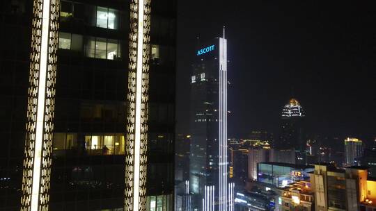 无锡夜景市中心三阳广场4K航拍夜景视频素材模板下载