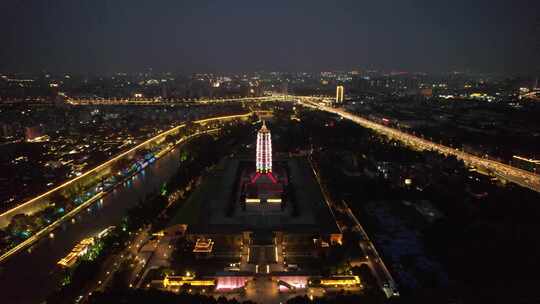 江苏南京大报恩寺夜景灯光航拍