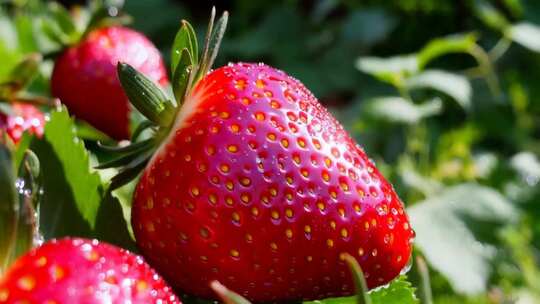 新鲜草莓微距特写