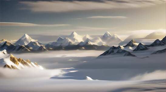 AIGC素材 雪山山峰之巅山脉风景