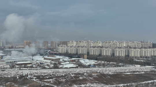 黑龙江牡丹江市城市白色建筑群航拍