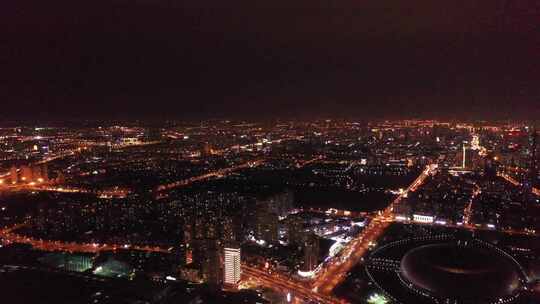 航拍 天津 夜晚 夜景 地标