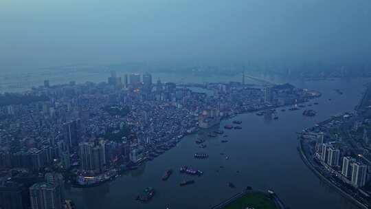 澳门半岛新葡京澳门塔CBD夜景高空航拍