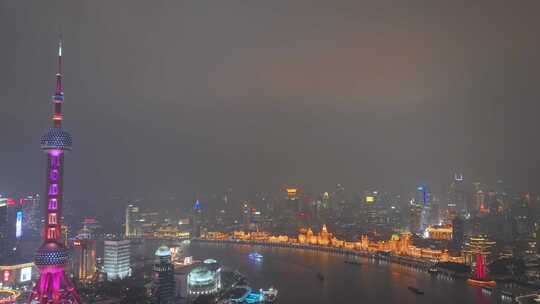 航拍上海 陆家嘴夜景 延时