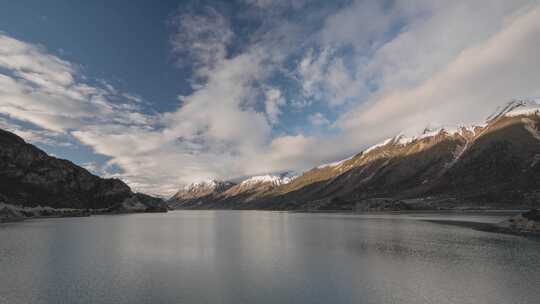 河流湖泊雪山延时摄影