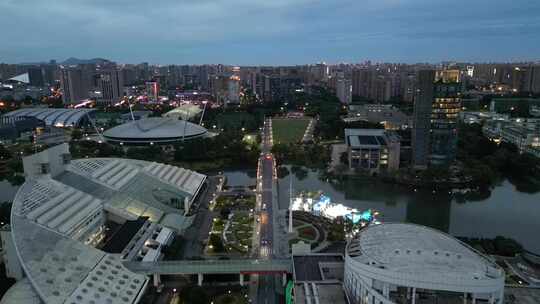 浙江大学紫金港校区夜景航拍