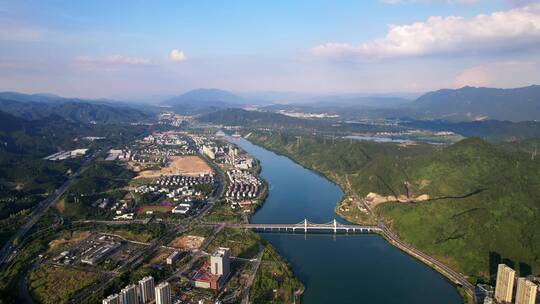 杭州建德城市风光和新安江航拍