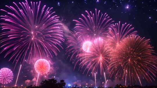 夜空绽放的绚烂烟花