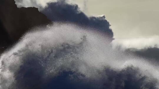 海浪拍打岩石海浪礁石大气海浪翻滚大海