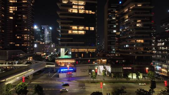 深圳南山区深圳湾夜景航拍