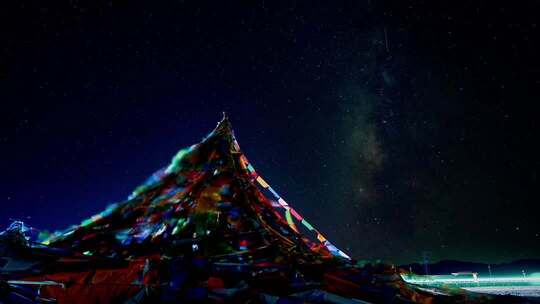 星空银河经幡藏族文化宗教信仰