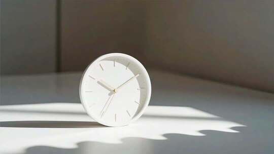 室内白色时钟光影特写