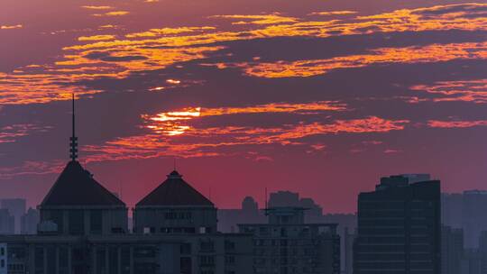 广州城市天空落日夕阳晚霞彩云唯美延时风光视频素材模板下载