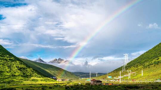 川西草原雪山彩虹延时