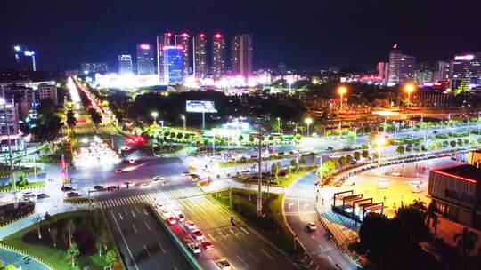 广州市增城广场城市夜景航拍