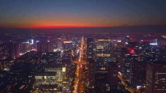 成都夜景天府新区天府大道天府三街内透航拍