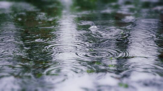 雨滴落在地面道路上视频素材模板下载