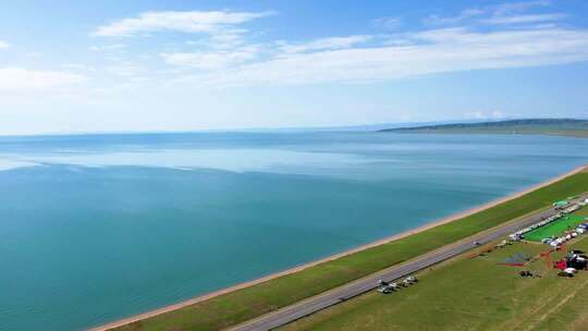 4K青海湖自然风光湖泊湖水航拍视频