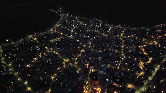 航拍四川甘孜色达县色达五明佛学院夜景