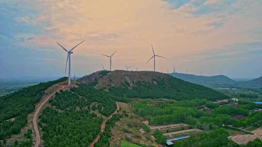 航拍风力发电风车能源