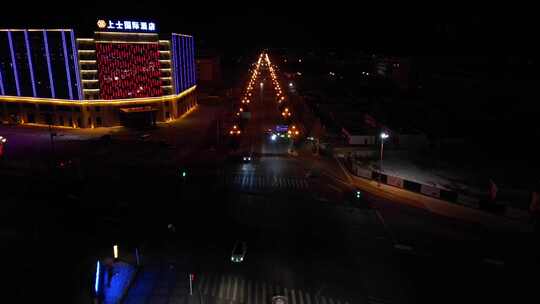 新疆阿勒泰布尔津桥冬季夜景航拍