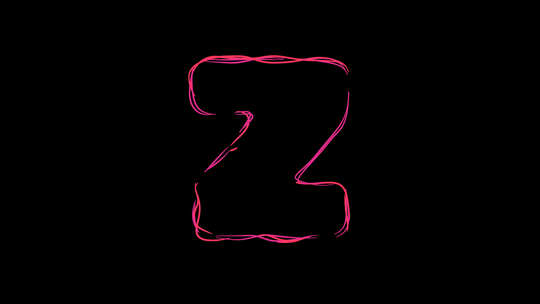 字母Z由多色霓虹灯曲线和阿尔法上的闪电组