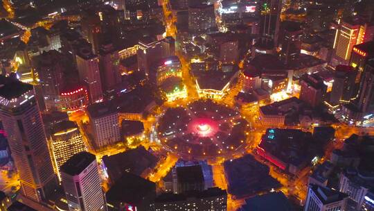 4K中山广场夜景航拍视频素材模板下载