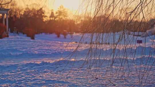 冬天/雪景/夕阳/余辉