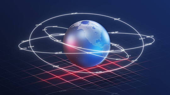 循环旋转的大数据地球 3D渲染