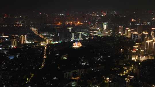 福州屏山公园夜景航拍镇海楼夜晚灯光