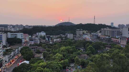 顺德清晖园景区日落航拍