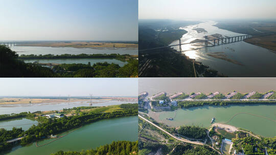 4K航拍郑州邙山黄河风光视频素材模板下载