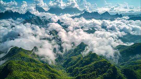 黄山迎客松日出云海风景黄山航拍宣传片ai