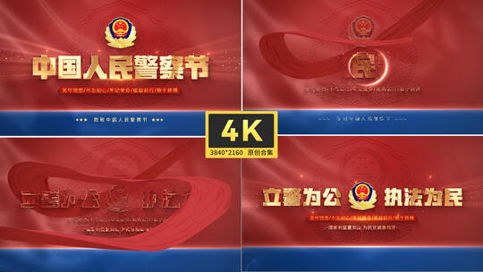 中国人名警察节公安廉洁奉公立警为公执法高清AE视频素材下载