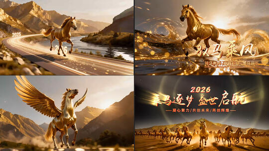 2026马年企业年会人物颁奖典礼流程展示高清AE视频素材下载