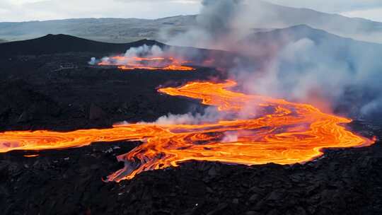 4K火山喷发火海岩浆熔岩