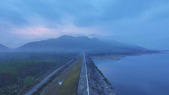 海南大广坝水库航拍