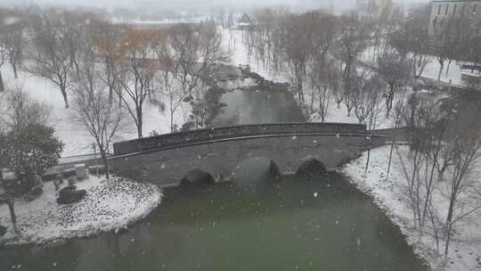 西安世园会雪景长安塔大雪浐灞下雪航拍3