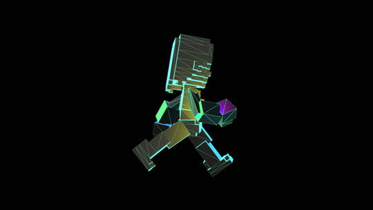 卡通方块人跑步合成素材