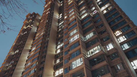 亚洲中国万家灯火—小区过年夜景延时