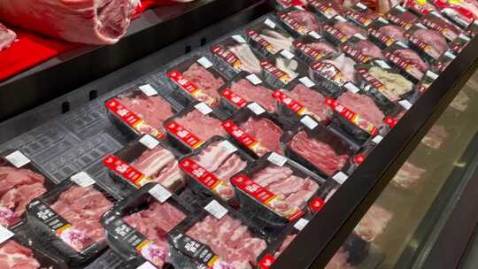 城市购物人流猪肉类区1视频素材模板下载