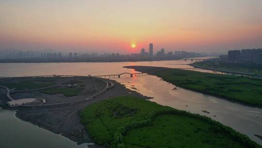 航拍厦门下潭尾湿地公园景观