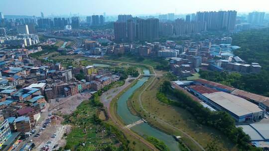 航拍南宁城中村 大鸡村 小鸡村