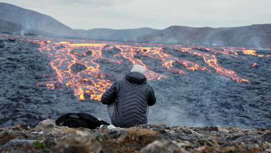 人，摄影师，相机，火山