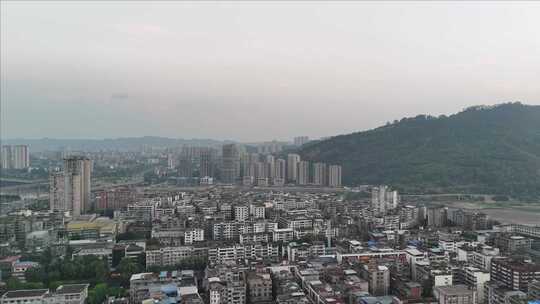 城市与山景鸟瞰全景宜宾建设宜宾城市风光