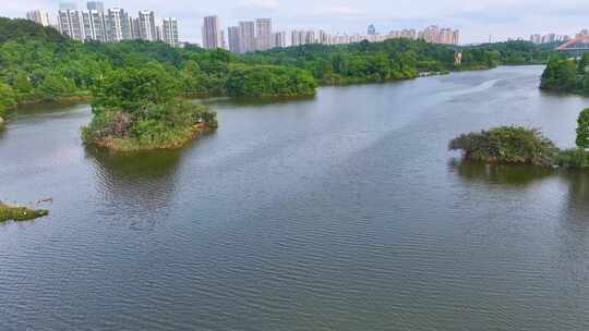 贵州贵阳观山湖公园航拍观山湖区城市地标