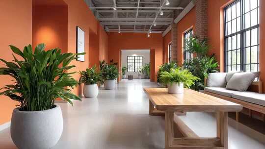 绿植点缀的现代办公空间设计