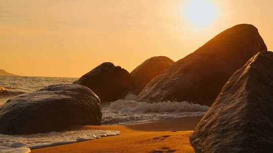 海边落日夕阳海浪