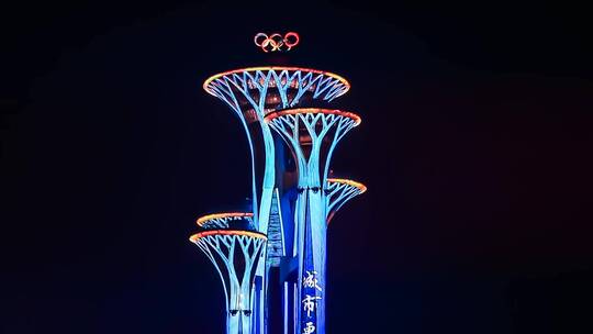 4K北京地标奥林匹克公园夜间夜景视频素材