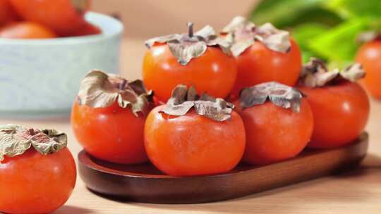 火晶柿子秋天红色水果果实水果